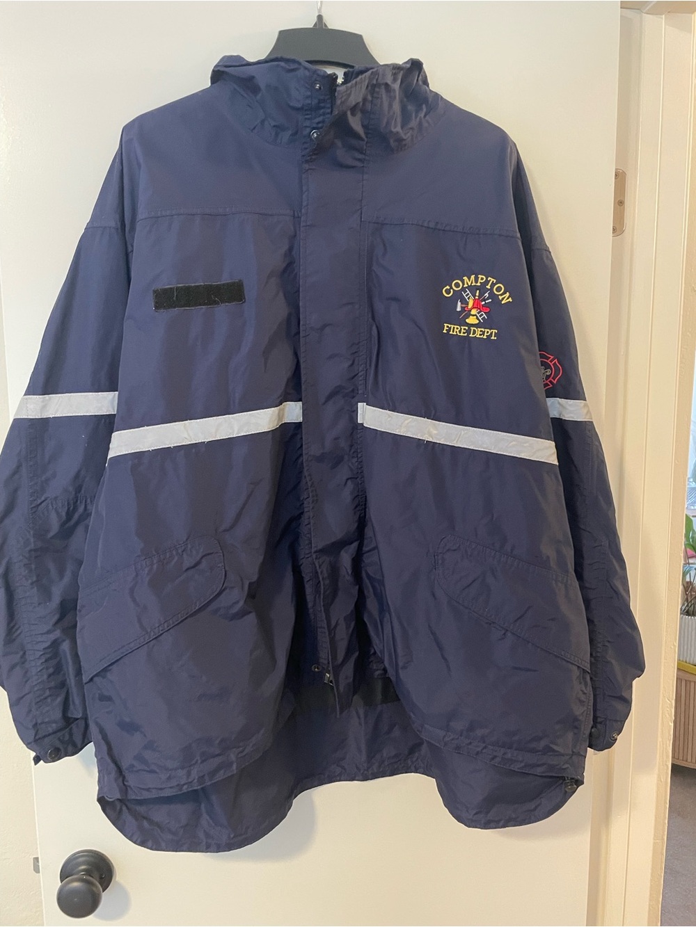 Compton fire dept vintage performance rain jacket.